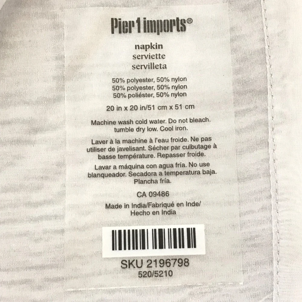 PIER 1 Napkins Silver Organza Sheer Set of 8